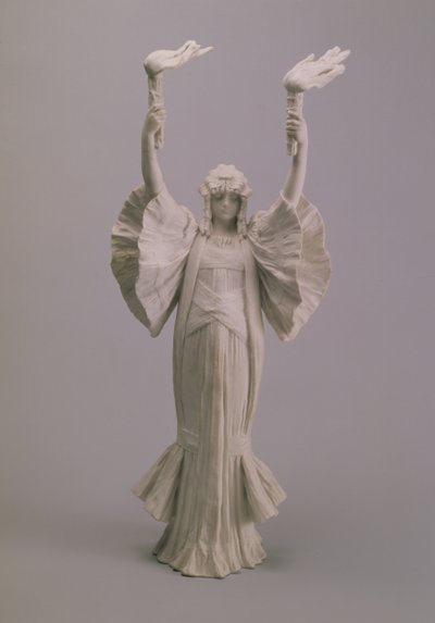 Dancer with Torches from a table centrepiece, Sevres, 1900 by Agathon Leonard